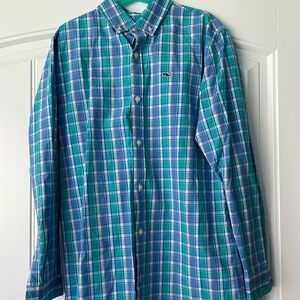 Boys Vineyard Vines Button Down Shirt Sz M 12-14